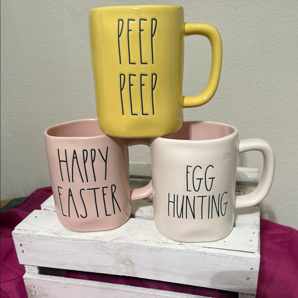 Rae Dunn Easter Mugs Yellow and Pink Dining Collection
